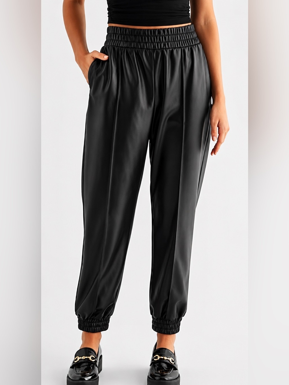 Express NWT faux leather seamed joggers, small